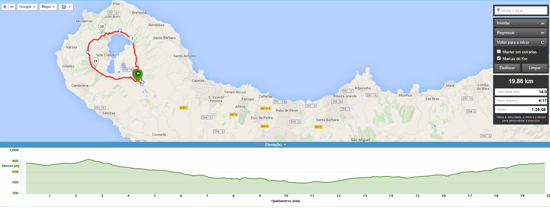 MTB Bike Tour - Sete Cidades Cumeeiras - mapa