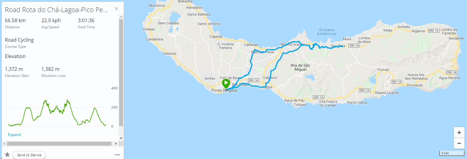 Road Bike Tour -  Rota do Chá - mapa