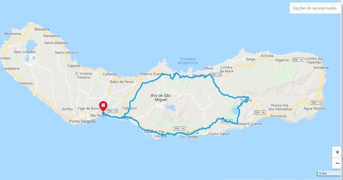 Van Tour Furnas - Full Day - mapa